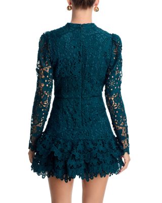 Lace Long Sleeve Flounce Mini Dress - Exclusive