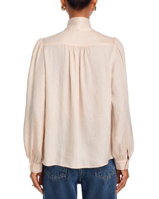 Metallic Bow Long Sleeve Blouse - Exclusive