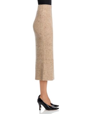 Wool Blend Ribbed Midi Skirt