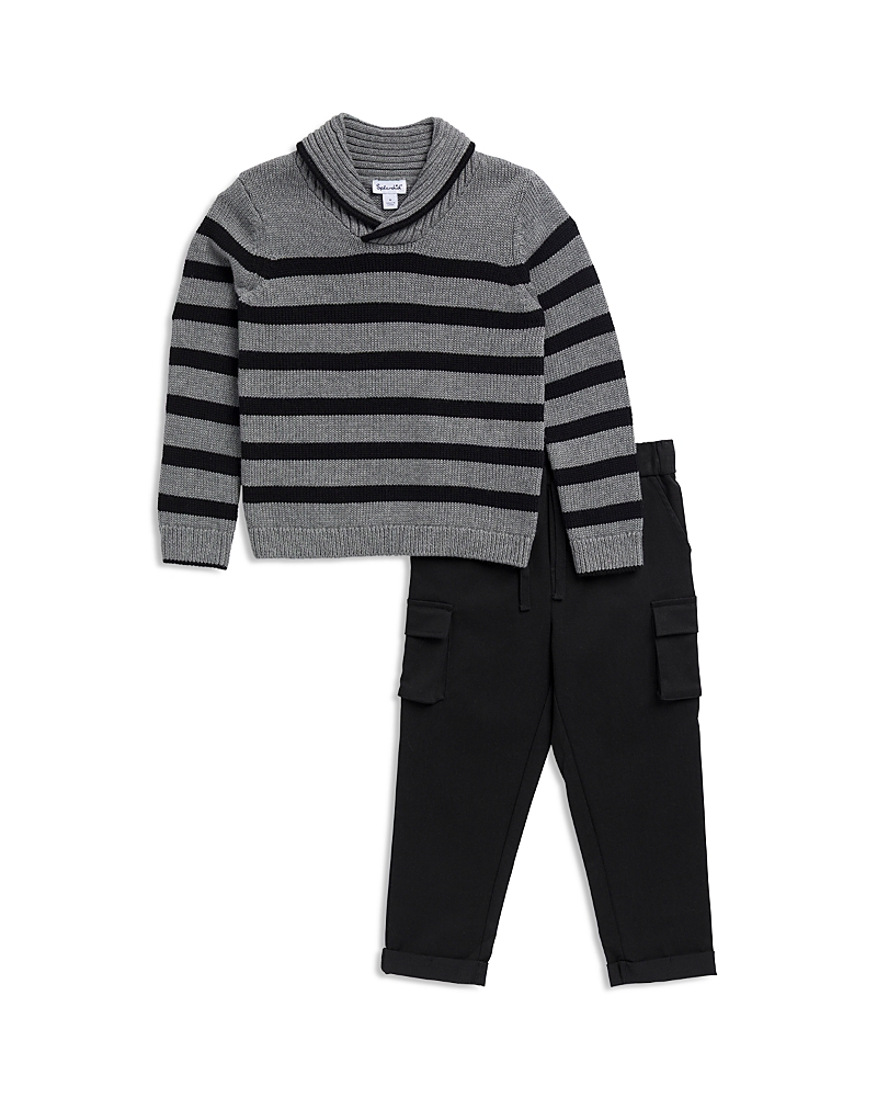 Splendid Boys' Roll Neck Striped Sweater & Cargo Pants Set - Little Kid In Black