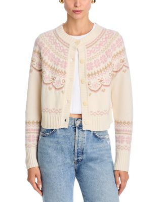 Shantae Merino Wool Crewneck Fair Isle Cardigan Sweater
