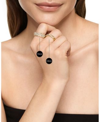 Sculpted Cable Flex Band Ring in 18K Yellow Gold with Diamonds, 7.5mm