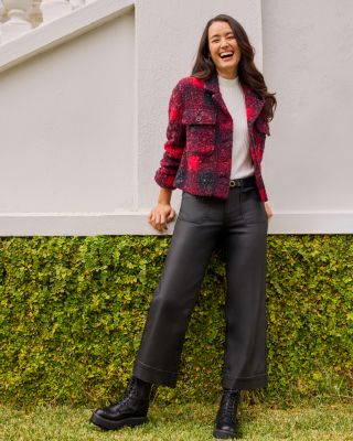 High Rise Patch Pocket Ankle Jeans in Black Coated