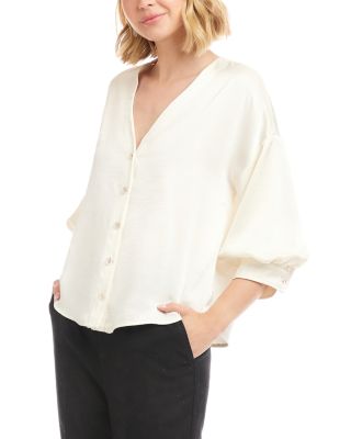 Lantern Sleeve Satin Shirt
