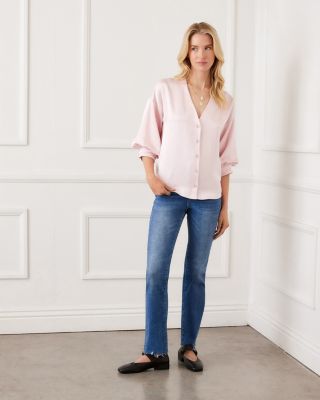 Lantern Sleeve Satin Shirt