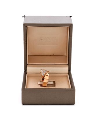  Wide Serpenti Viper One-Coil Ring 18K Rose Gold with Diamonds