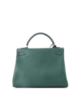  Kelly 32 Handbag Green Ardennes with Gold Hardware