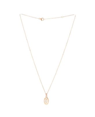  Logo Double C Pendant Necklace 18K Rose Gold with Diamonds