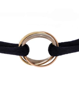  Trinity On Cord Bracelet Silk Cord with 18K Tricolor Gold