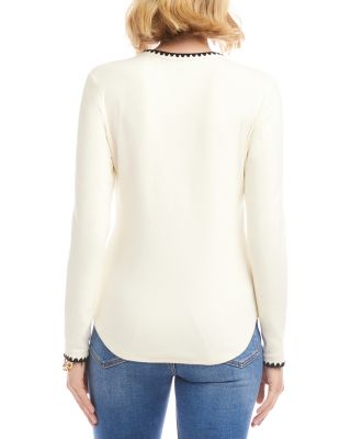 Long Sleeve Edge Stitch Crewneck Top	