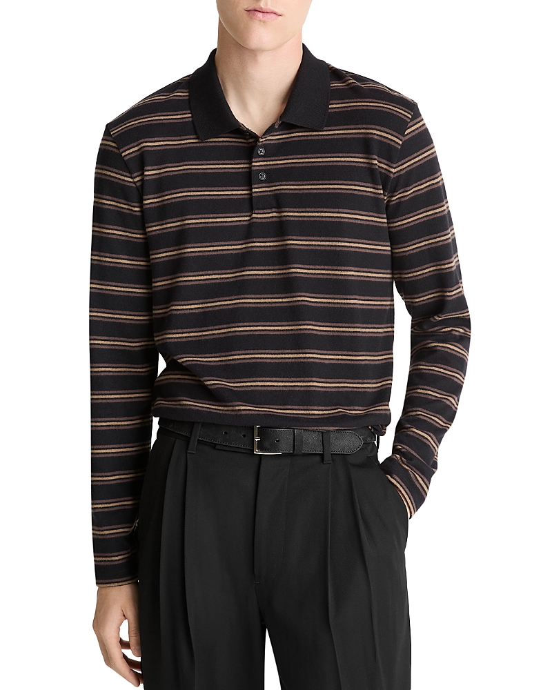 Vince Striped Long Sleeve Jersey Polo In Multi