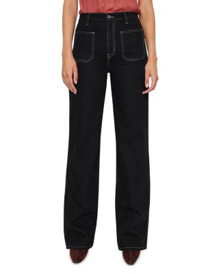 Alyssa Stretch High Rise Wide Leg Jeans in Black