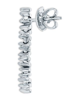 18K White Gold Classic Diamond Baguette Linear Baby Tennis Earrings