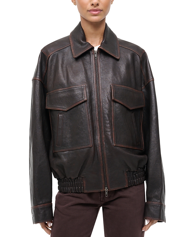 Staud Eugene Leather Jacket In Black