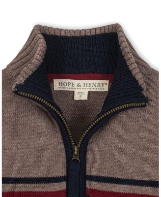 Boys&#39; Organic Long Sleeve Half Zip Sweater with Engineered Stripe - Little Kid, Big Kid
