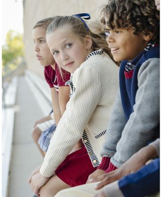 Girls' Organic Puff Sleeve Textured Cardigan Sweater - Baby, Little Kid, Big Kid