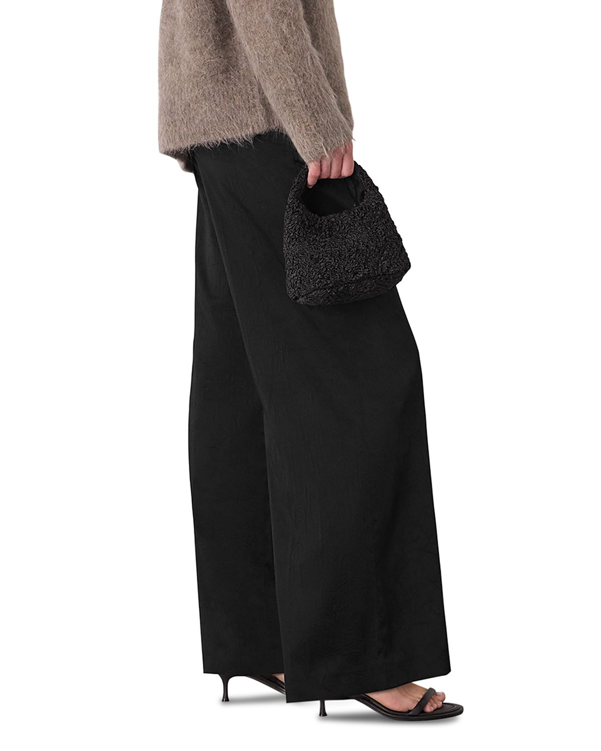 Whistles Textured Satin Pintuck Pants