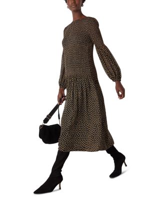 Spot Print Pliss&eacute; Midi Dress