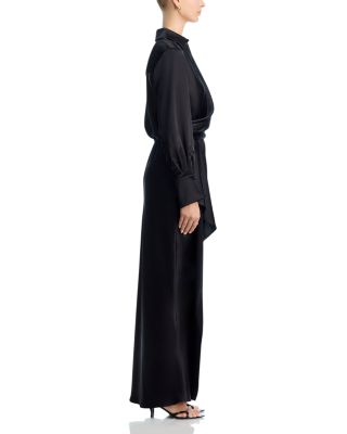 Satin Long Sleeve Maxi Gown - Exclusive