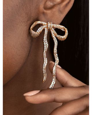 Pav&eacute; Bow Statement Earrings