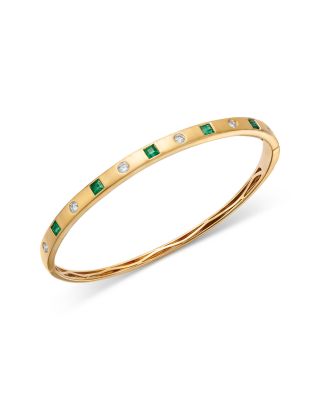 Gemstone & Diamond Bangle Bracelet in 14K Yellow Gold