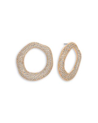 Pav&eacute; Open Circle Drop Earrings