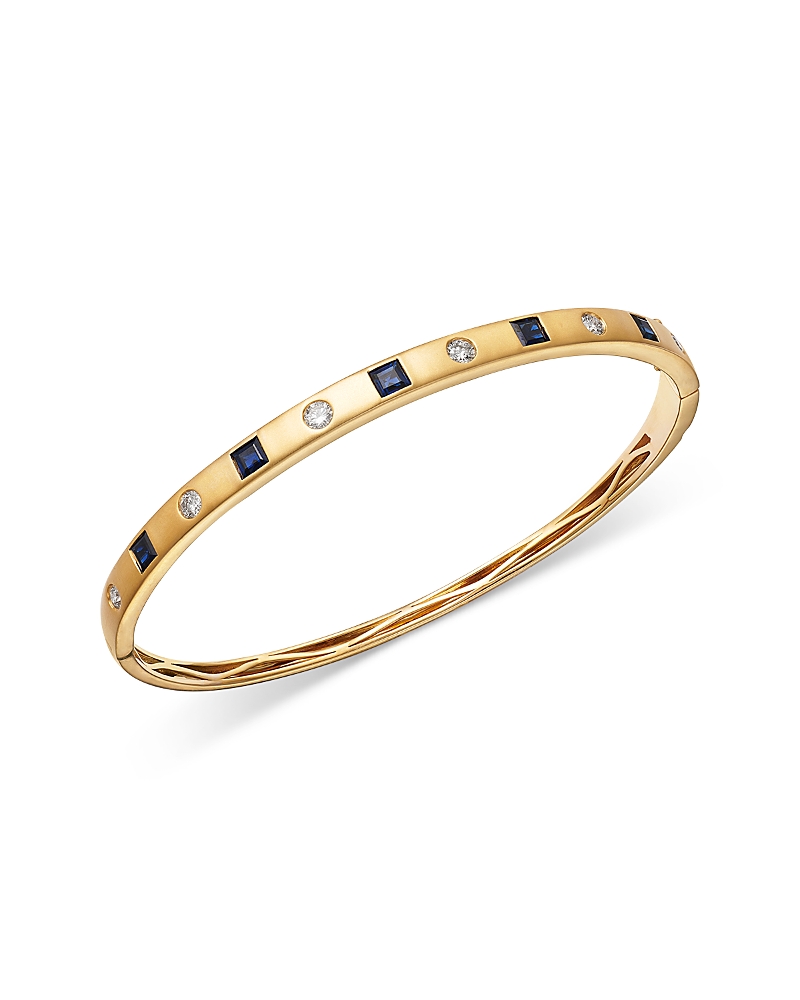 Bloomingdale's Fine Collection Emerald & Diamond Bangle Bracelet In 14k Yellow Gold In Multi
