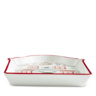Christmas Tree Christmas Village Red Tidbit Tray