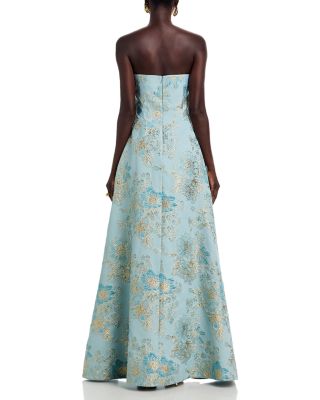 Sleeveless Metallic Multi Jacquard Gown