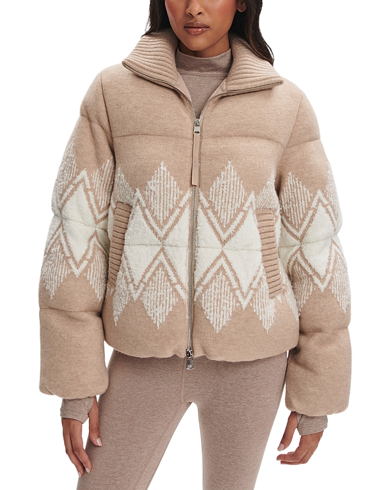 Varley Belinda Knit Puffer Jacket In Pink
