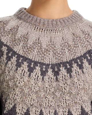 Lela Crewneck Raglan Patterned Pullover Sweater