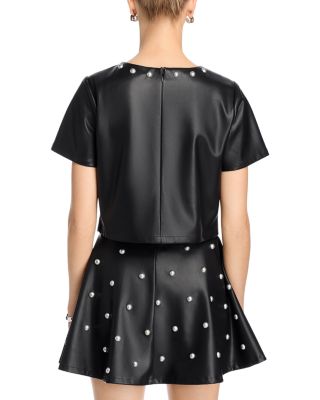 Faux Leather Studded Top - Exclusive