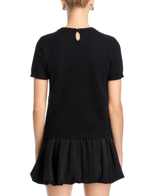 Embellished Bow Short Sleeve Sweater - Exclusive
