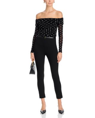 Off The Shoulder Polka Dot Mesh Top - Exclusive