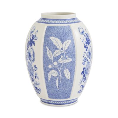 Blue Italian British Flowers Vase, 10&amp;quot;