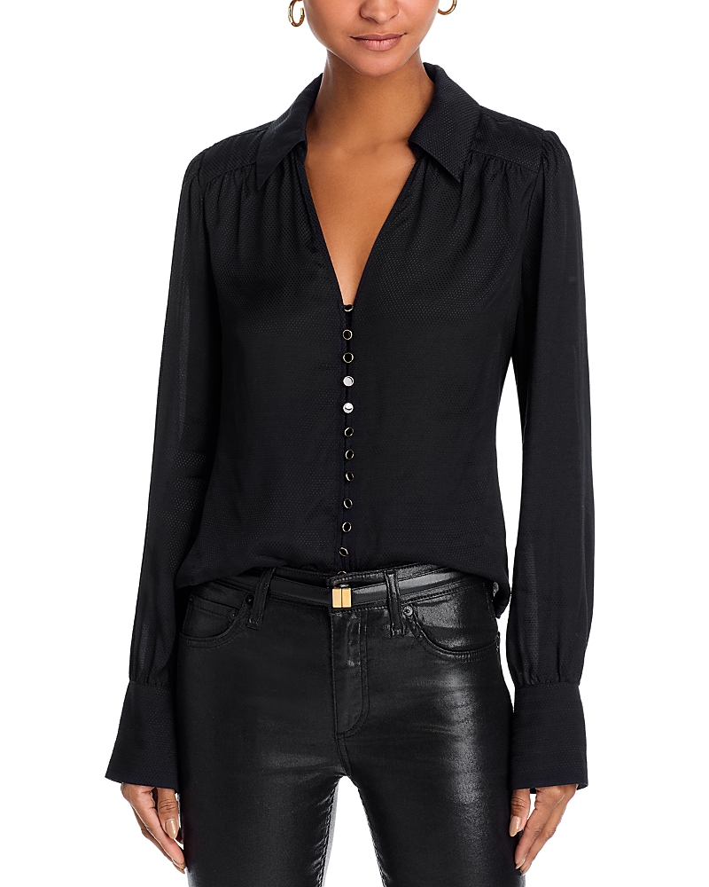 Paige Camu Jacquard Button-up Shirt In Black