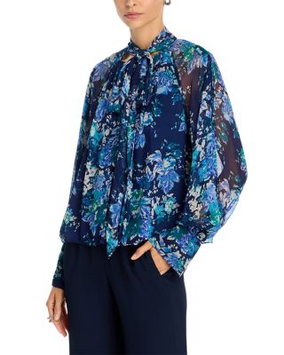 Aderyn Tapestry Print Tie Neck Blouse