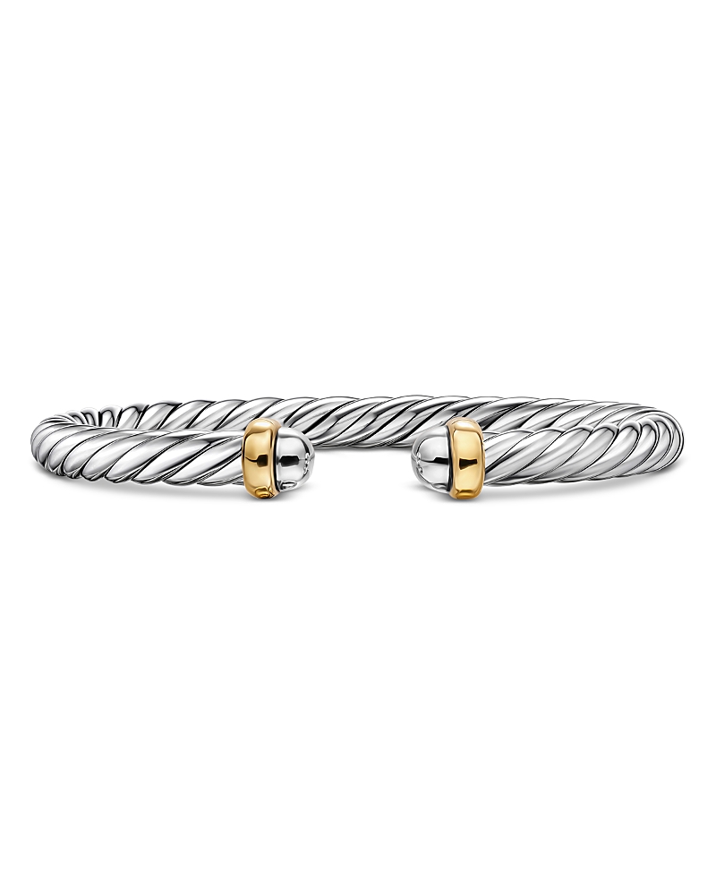 Cable Flex Bracelet in Sterling Silver with 14K Yellow Gold, 6mm