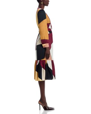 Printed V Neck Dress