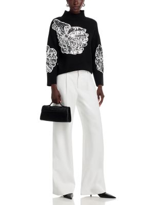 Long Sleeve Funnel Neck Sequin Soutache Sweater