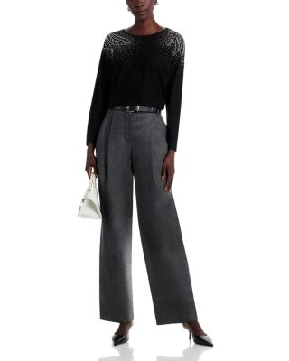 Long Sleeve Jersey, Beaded and Lace Inset Sweater