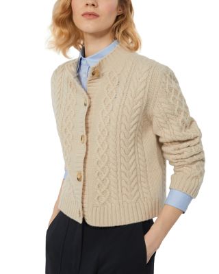 Abito Wool Crewneck Cable Knit Cardigan