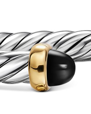 Cable Flex&reg; Bracelet in Sterling Silver with 14K Yellow Gold and Black Onyx, 6mm