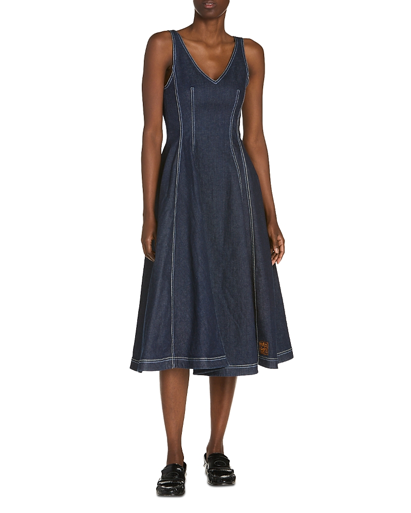 Marni Stretch Denim Midi Balloon Dress In Blue