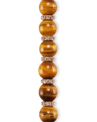 Spiritual Beads Bracelet in 18K Yellow Gold with Tiger's Eye and Cognac Diamonds, 6mm