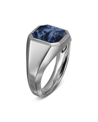 Men's Streamline&reg; Signet Ring in Sterling Silver with Pietersite, 14mm