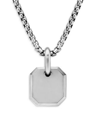 Men's Octagonal Amulet in Sterling Silver or Black Titanium, 15mm