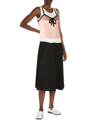 Crepe Envers Satin Multimaterial Trope Oil Midi Dress