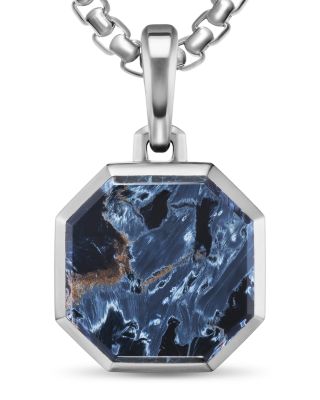 Faceted Stone Amulet in Sterling Silver with Pietersite, 16mm