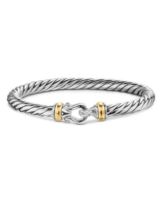 Cable Flex&reg; Buckle Bracelet in Sterling Silver with 14K Yellow Gold, 6mm